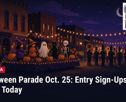 Fostoria News Nighttime Halloween parade with costumes and decorations in Fostoria.